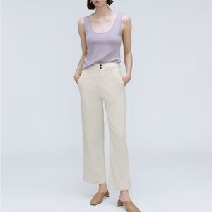 Everlane wide leg cotton pants bone
